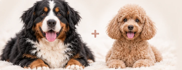 Bernese Mountain Dog with apricot Poodle